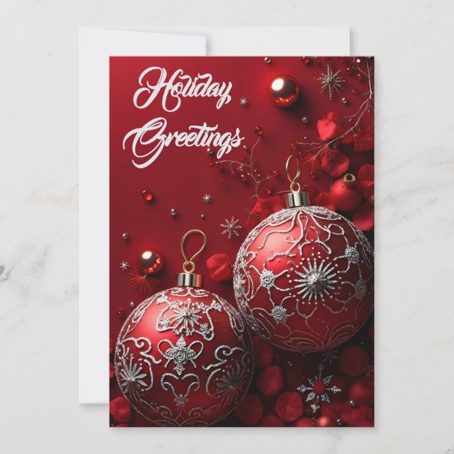 Simply Enspired Rhinestone Red Ornament Holiday Card (Front)