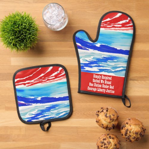 Simply Enspired United We Stand Oven Mitt & Pot Holder Set