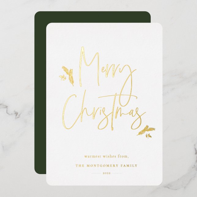 Simply Festive Script Foil Holiday Card (Front/Back)