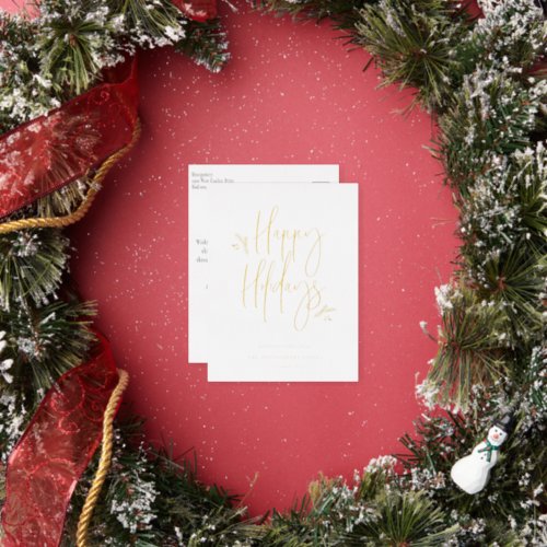 Simply Festive Script Foil Holiday Postcard