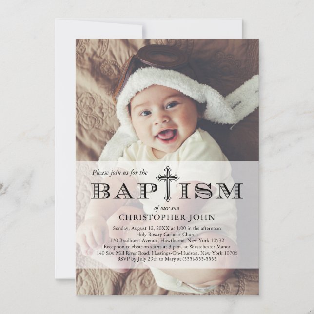 Simply Full Photo Baptism Invitation (Front)