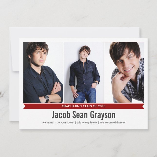 Simply Genius 4 Photo Graduation Announcement (Front)