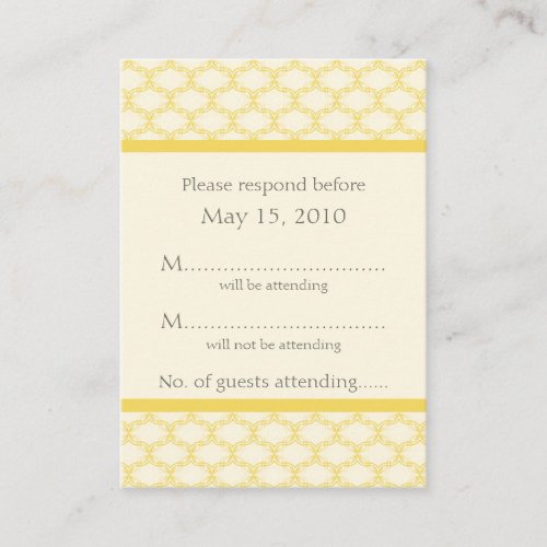 Simply Glamourous RSVP Card, Saffron Yellow Business Cards