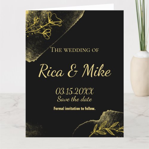 Simply gold black Modern Save the Date Enclosure C Thank You Card