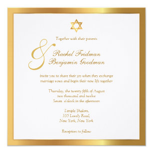 Jewish Wedding Invitations Zazzle Simply Gold Jewish Wedding Invitation