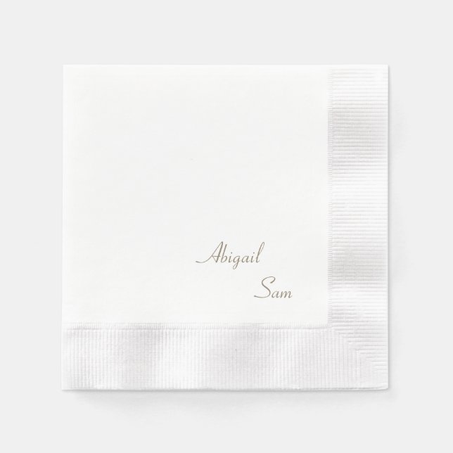 Simply Gold Text Elegant Wedding Coined Cocktail Napkins (Front)