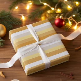 Simply Gold to Silver Stripes Wrapping Paper