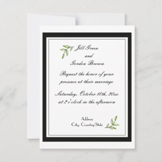 Simply Green Leaf Wedding Invitation