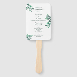 Simply Greenery Elegant Eucalyptus Wedding Program Hand Fan