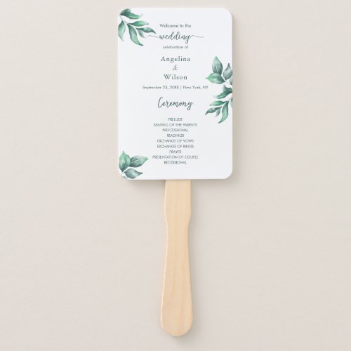 Simply Greenery Elegant Eucalyptus Wedding Program Hand Fan