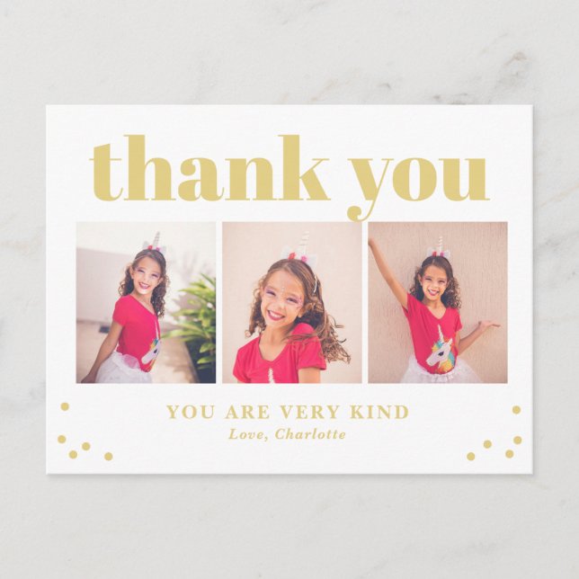 Simply Happy Editable Color Thank You Postcard (Front)