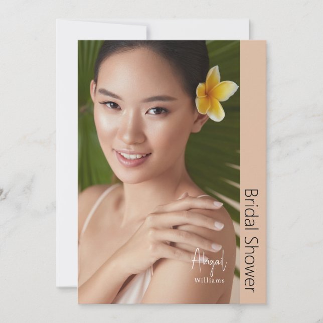 Simply Her Modern Bride Photo Beige Bridal Shower Invitation (Front)