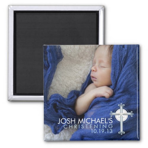 Simply Holy Cross Christening Photo Keepsake Magnet