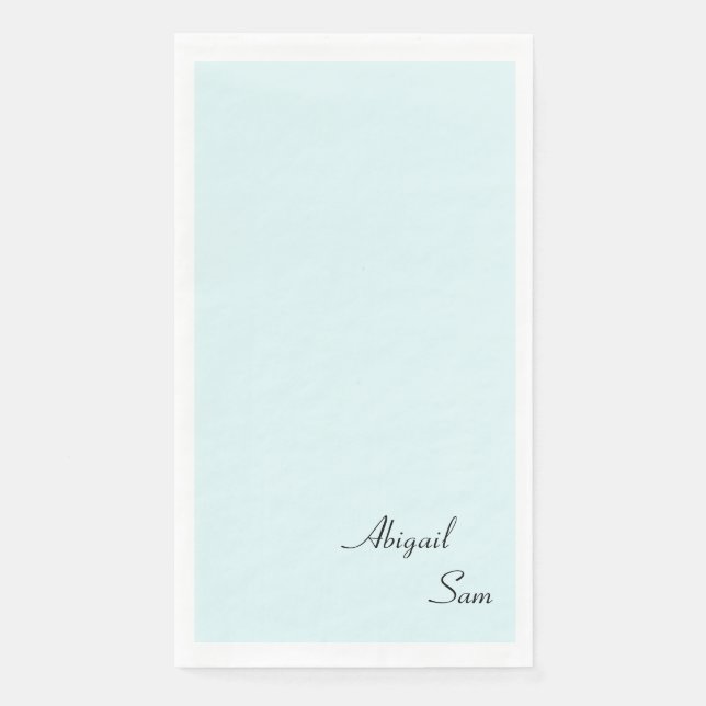 Simply Icy Blue Custom Wedding Guest Paper Guest Towels (Front)