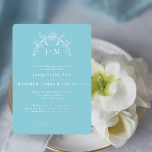 Simply Icy Blue Elegance Vintage Silver Foil Invitation