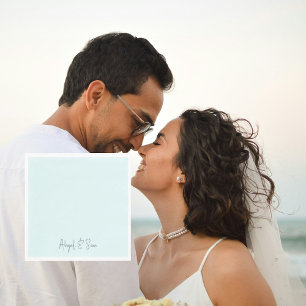 Simply Icy Blue Personalized Wedding Luncheon Napkins