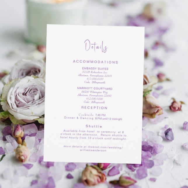 Simply Lavender Wedding Details Enclosure Invitation (Creator Uploaded)