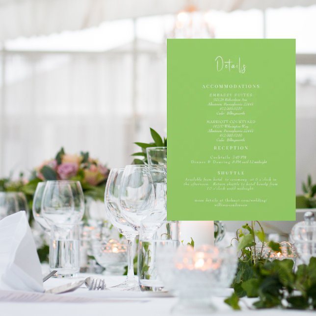 Simply Lime Green Wedding Details Enclosure Invitation (Creator Uploaded)