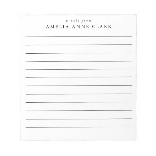 Simply Lined personalized notepad