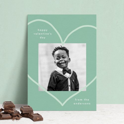 Simply Love Mint Green Heart Photo Valentines Day Holiday Card