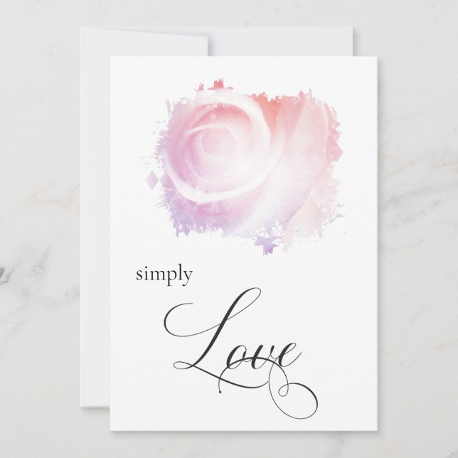 "SIMPLY LOVE Pastel Rose Floral Invitation (Front)