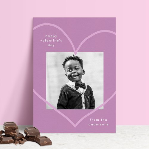 Simply Love Purple Heart Photo Valentines Day Holiday Card