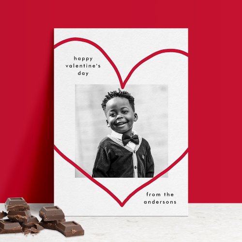 Simply Love Red Heart Photo Valentines Day Holiday Card