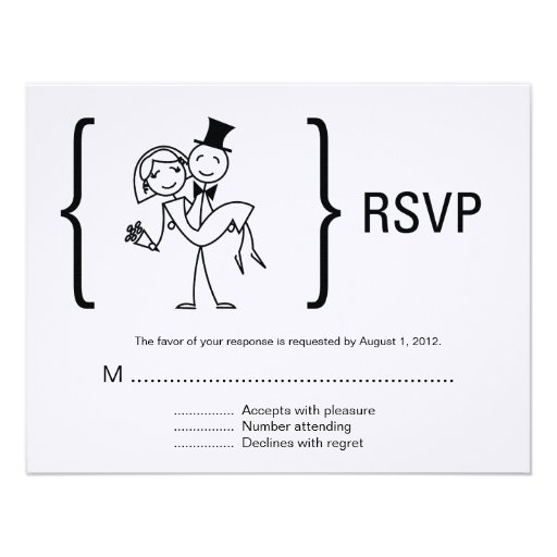 Personalized Stick Figure Invitations Custominvitations4u Simply Love Wedding Rsvp Card Personalized Announcement
