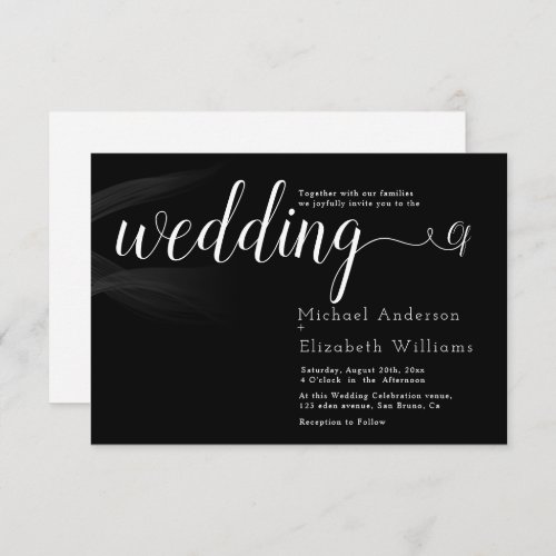 Simply Luxury Black  White Calligraphy wedding  I Invitation