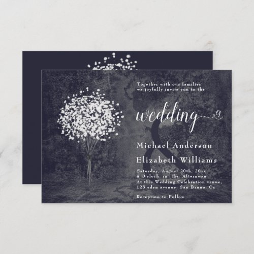 Simply Luxury Black  White Calligraphy wedding Invitation