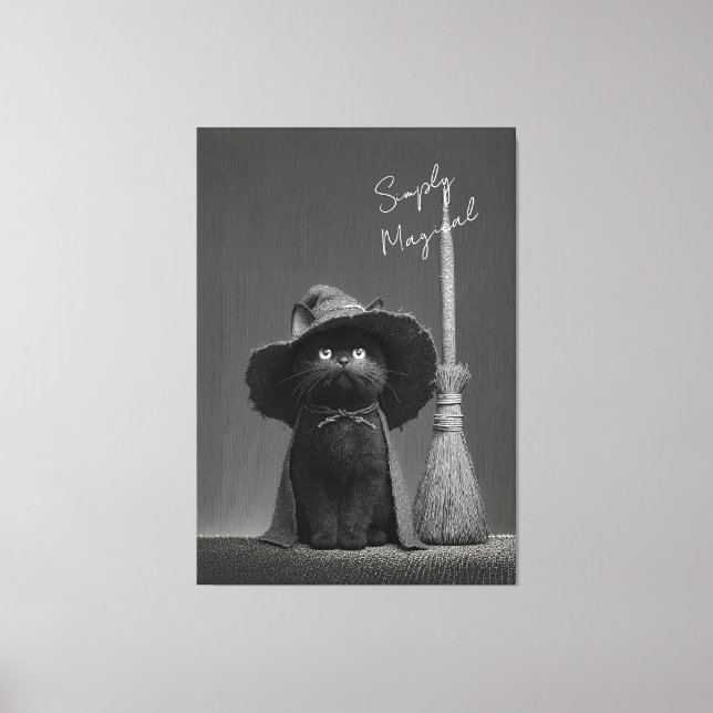 Simply Magical Witch Cat Canvas Print (Front)