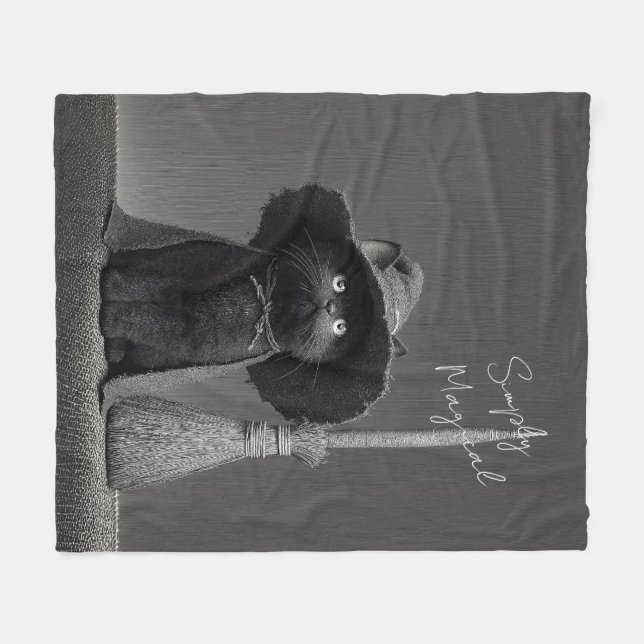 Simply Magical Witch Cat Fleece Blanket (Front (Horizontal))