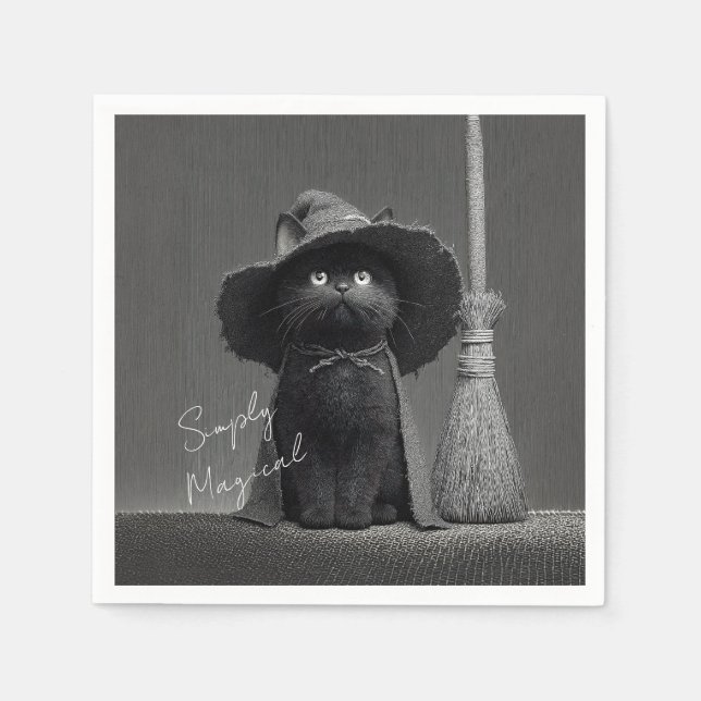 Simply Magical Witch Cat Napkins (Front)