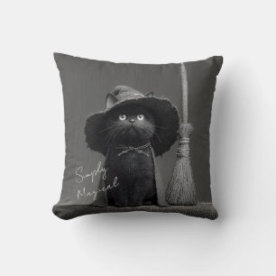 Simply Magical Witch Cat Throw Pillow