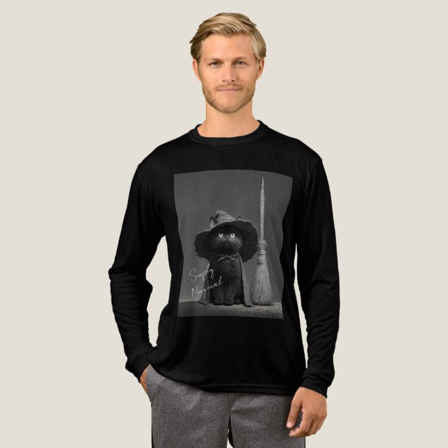 Simply Magical Witch Cat Tri-Blend Shirt (Full Front)