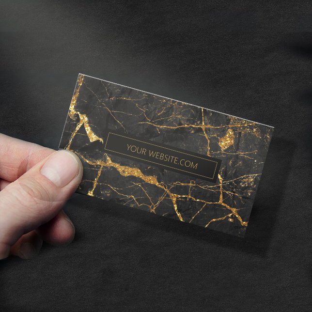 Simply Marble Black and Gold Std ID672 Business Card