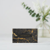 Simply Marble Black and Gold Std ID672 Business Card (Standing Front)