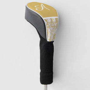 Simply Marble Monogram Gold White Marble Golf Head Cover