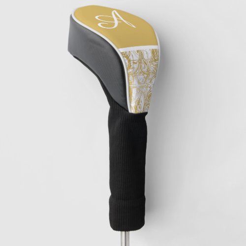 Simply Marble Monogram Gold White Marble   Golf Head Cover