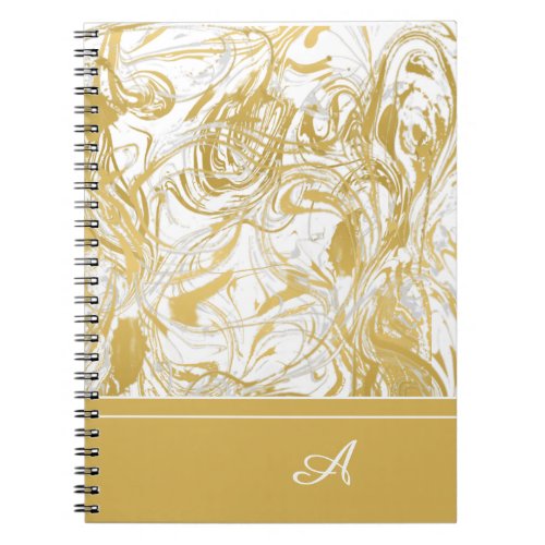 Simply Marble Monogram Gold White Marble    Notebook