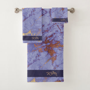 Simply Marble Purple and Gold ID672 Bath Towel Set