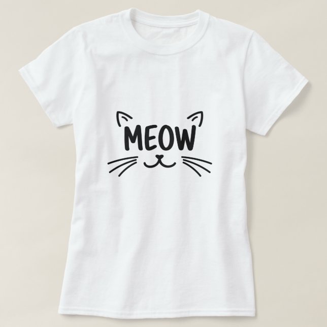 Simply Meow Cute Cat Face for Feline T-Shirt (Design Front)