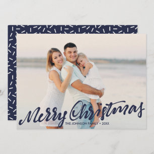 Simply Merry Christmas Full Photo Navy Card
