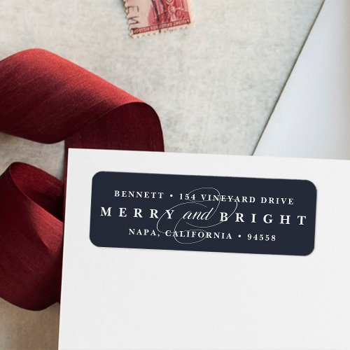 Simply Merry Navy  Holiday Return Address Label