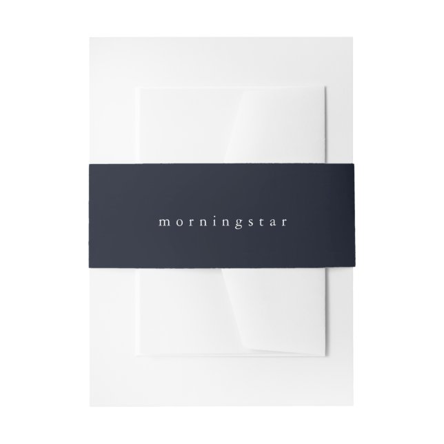 Simply Midnight Blue Last Name  Invitation Belly Band (Front Example)