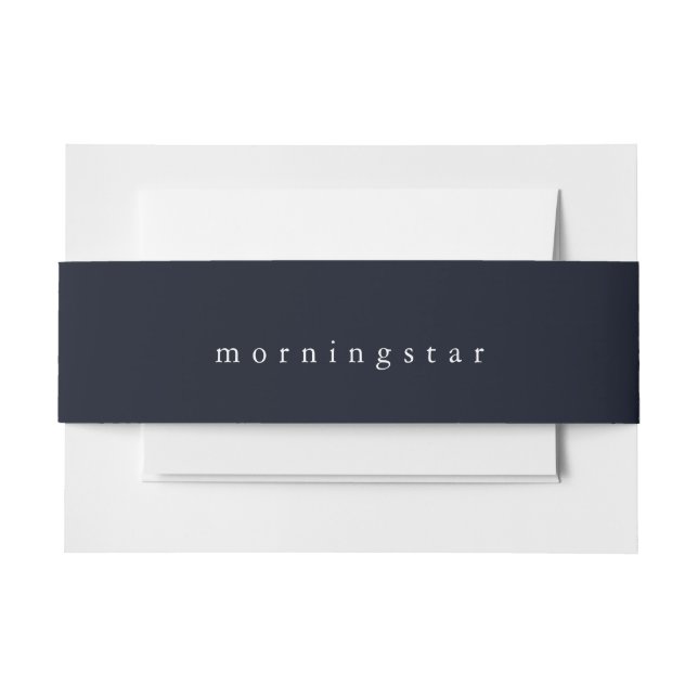 Simply Midnight Blue Last Name  Invitation Belly Band (Front Example)