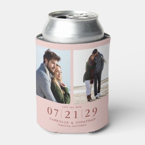 Simply Minimal Cinnamon 2 Photo Save The Date Can Cooler