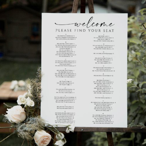 Simply Minimal Wedding Seating Chart Foam Board