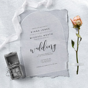 Simply Minimalist Wedding Black Acrylic Arch ID523 Acrylic Invitations