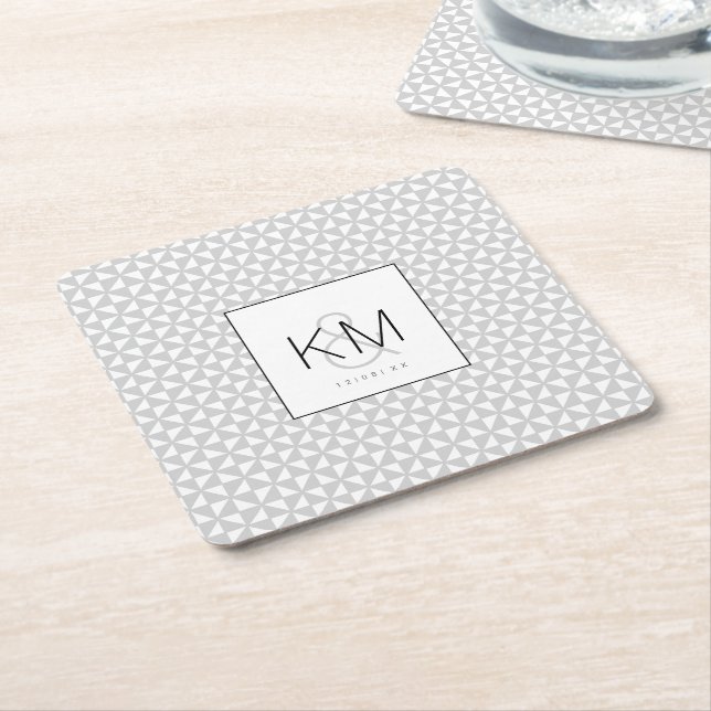Simply Minimalist Wedding Black ID523 Square Paper Coaster (Angled)